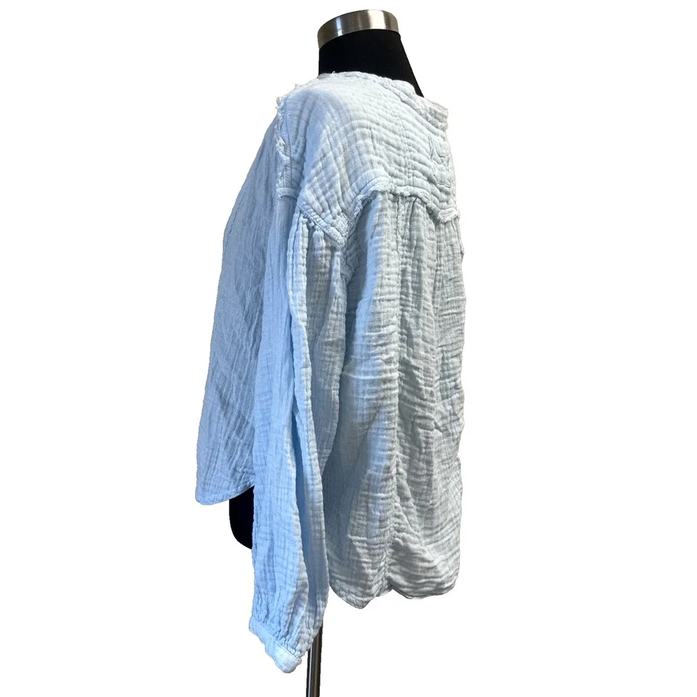 Free People We The Free Valley Double Cloth Shirt ICE BLUE Size XS $128